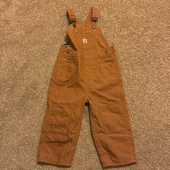 Carhartt blue plaid fleece lined bibs - Picture 1 of 3